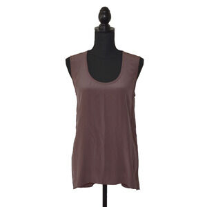 A4 Auth EILEEN FISHER Purple-Brown 100% Silk Sleeveless Top Size S